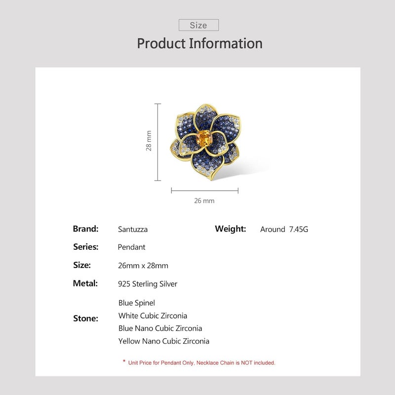 Santuzza Sterling Silver Gemstone Flower Pendant for Women - Image 4